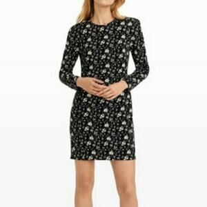 Club Monaco Kaisle Black And White Floral Long Sleeve Mini Dress Size 6